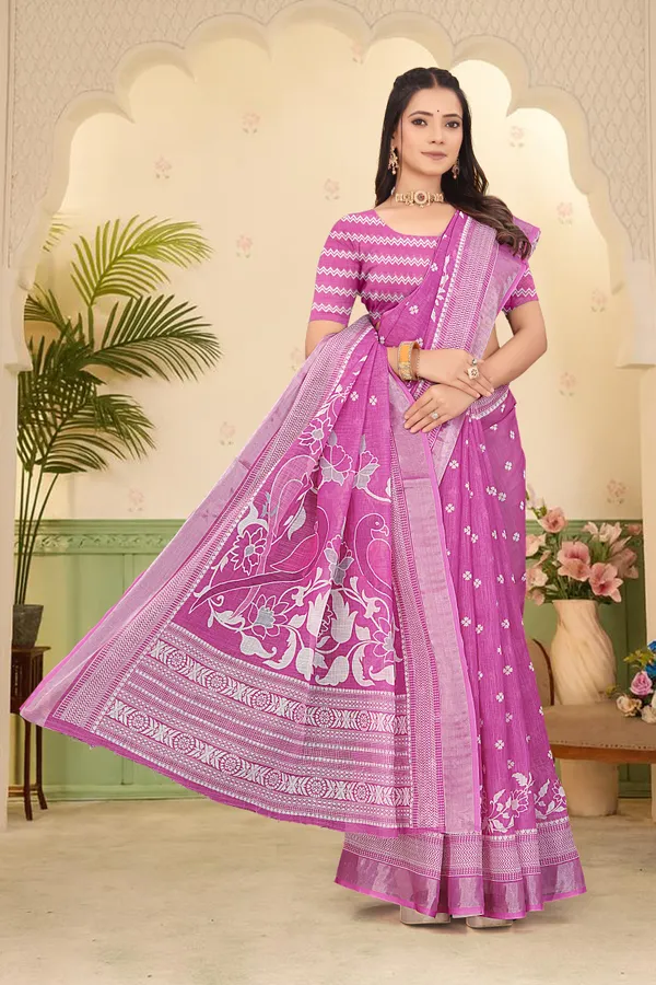 Maroon_Cotton_Linen_Digital_Print_Saree_For_Women