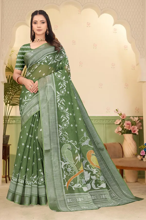 Mustard_Cotton_Linen_Digital_Print_Saree_For_Women