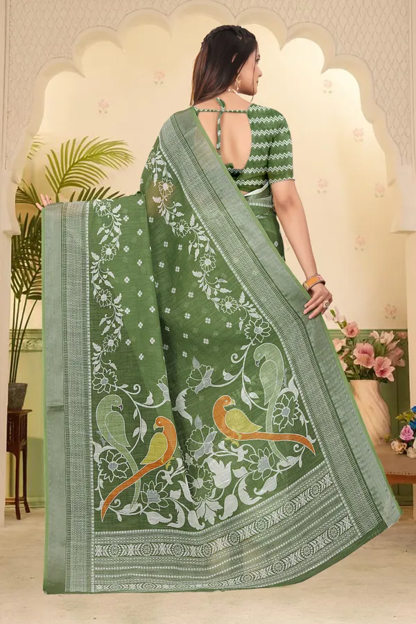Mustard_Cotton_Linen_Digital_Print_Saree_For_Women