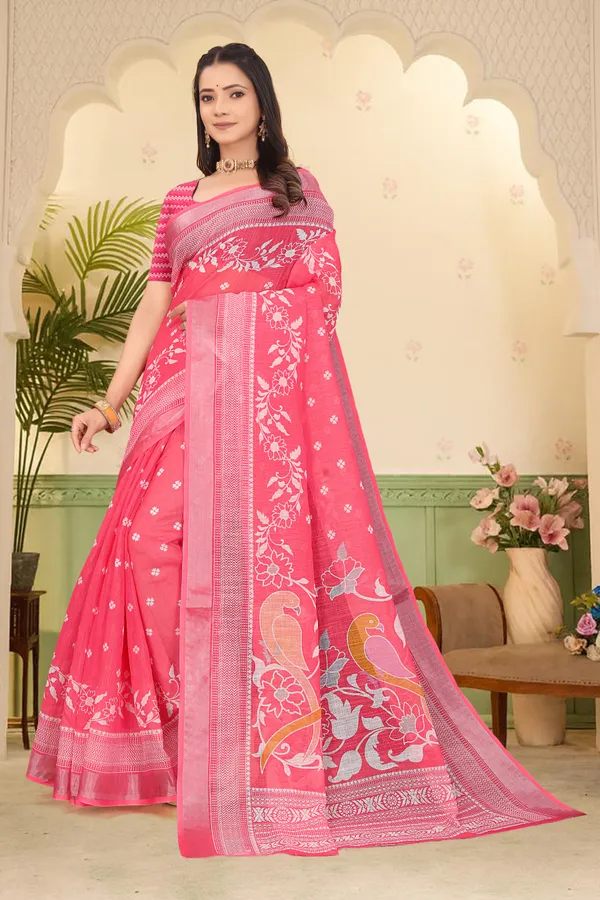 Multicolor_Cotton_Linen_Digital_Print_Saree_For_Women