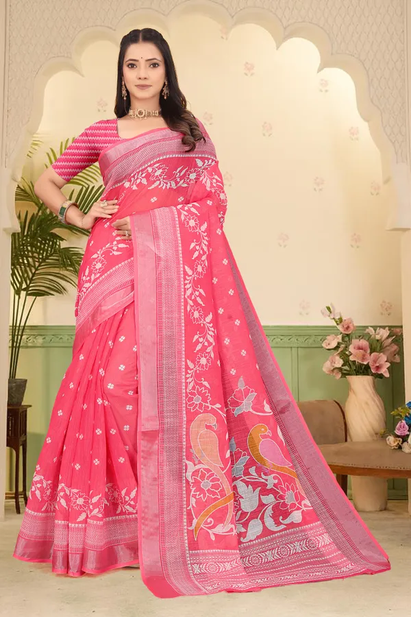 Multicolor_Cotton_Linen_Digital_Print_Saree_For_Women