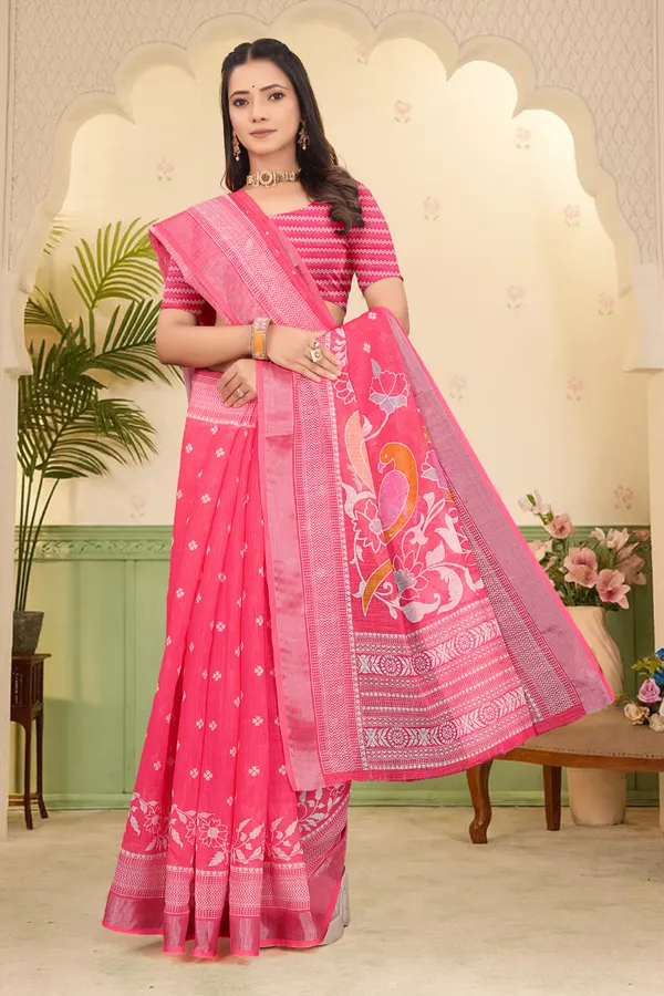 Multicolor_Cotton_Linen_Digital_Print_Saree_For_Women