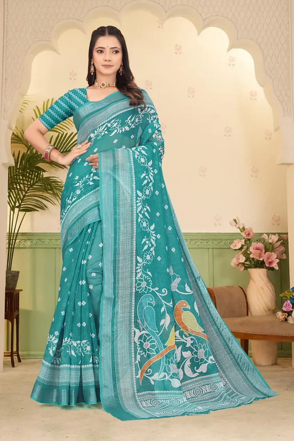 Light_Green_Cotton_Linen_Digital_Print_Saree_For_Women