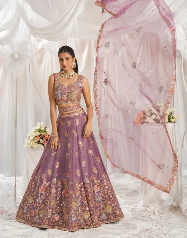Purple_Fandy_Sleeveless_Embroidered_Lehenga_Choli_Set_For_Women