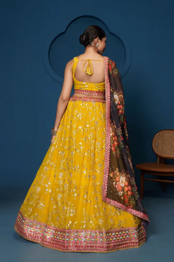 Yellow_Georgette_Sleeveless_Floral_Embroidered_Lehenga_Choli_For_Women