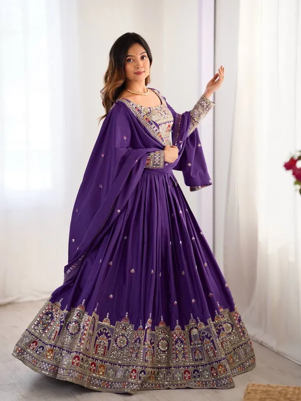 Purple_French_Crepe_Embroidered_Lehenga_Choli_Set_For_Women