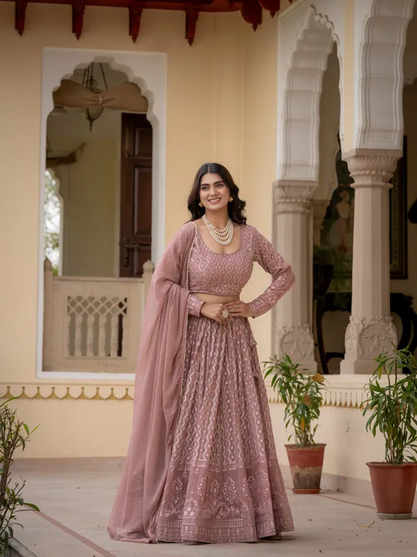 Mauve_Georgette_Full_Sleeve_Embroidered_Lehenga_Set_For_Women