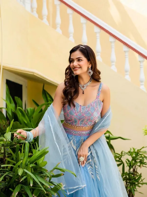 Blue_Net_Sleeveless_Embroidered_Lehenga_Choli_Set_For_Women