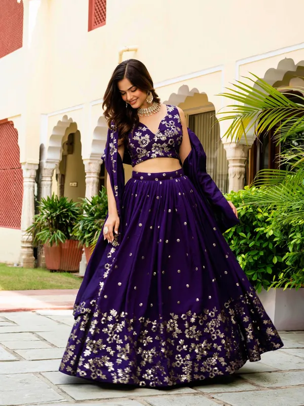 Purple_Vichitra_Floral_Embroidered_Lehenga_Choli_Set_For_Women
