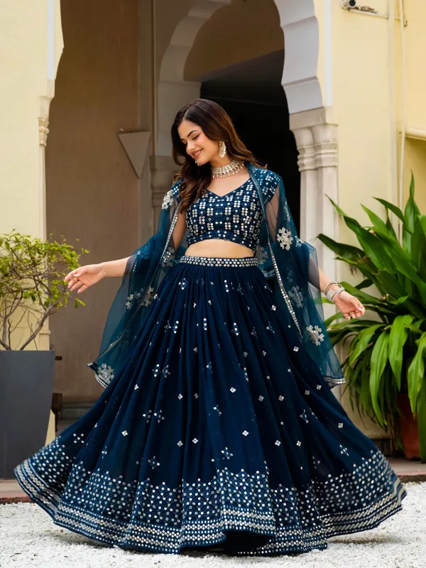 Navy_Blue_Georgette_Sleeveless_Embellished_Lehenga_Choli_For_Women