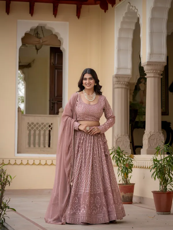 Mauve_Georgette_Full_Sleeve_Embroidered_Lehenga_Set_For_Women
