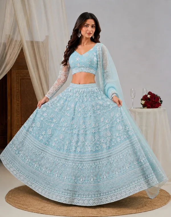 Light_Blue_Net_Flared_Floral_Embroidered_Lehenga_Choli_For_Women