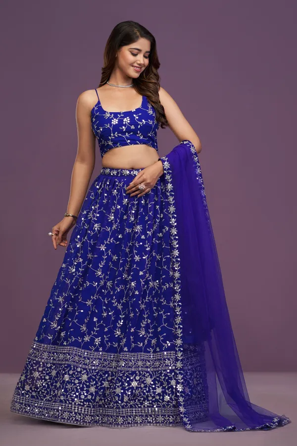 Blue_Georgette_Sleeveless_Floral_Embroidered_Lehenga_Choli_For_Women