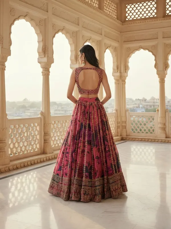 Magenta_Organza_Sleeveless_Embroidered_Lehenga_Set_For_Women