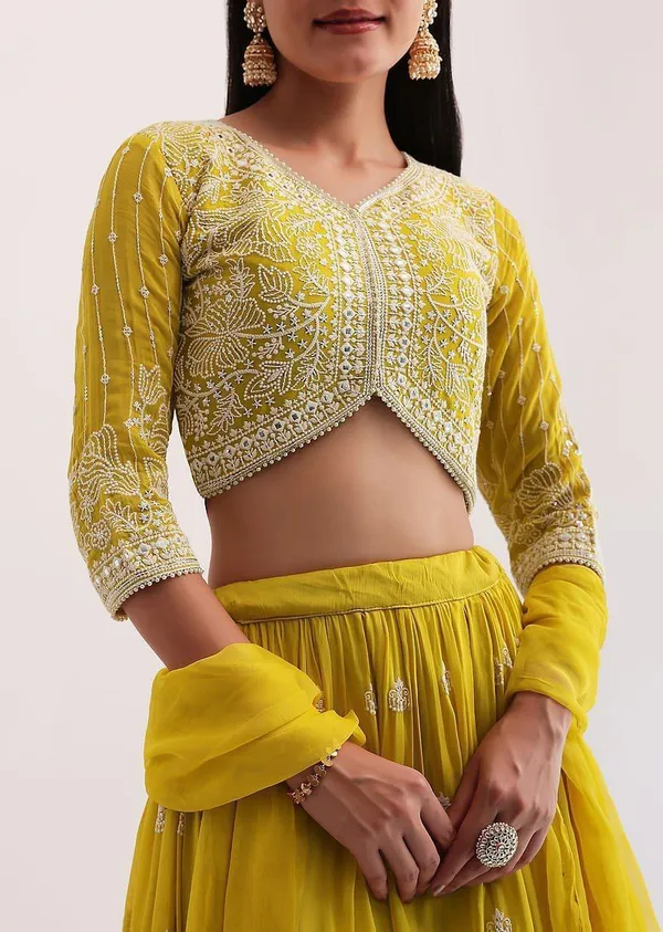Yellow_Georgette_Long_Sleeve_Embroidered_Flared_Lehenga_Choli_For_Women
