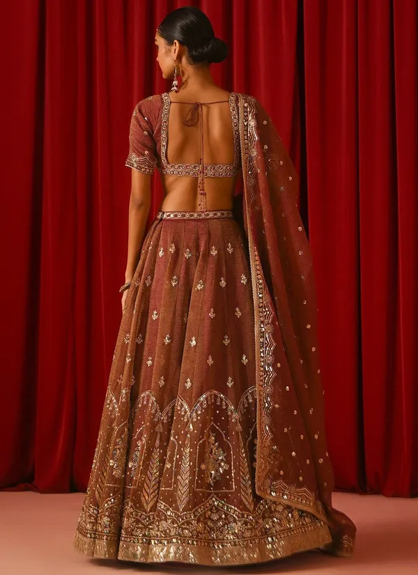 Brown_Fandy_Silk_Short_Sleeve_Embroidered_Lehenga_Choli_For_Women