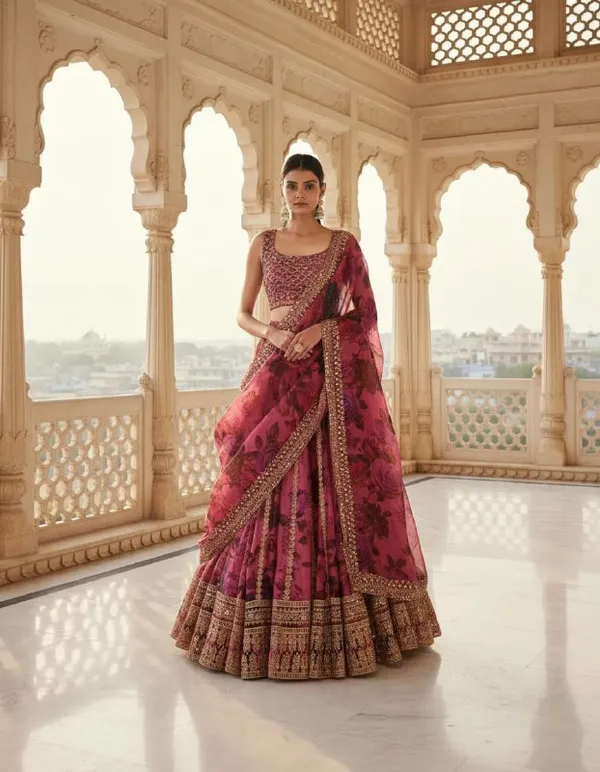 Magenta_Organza_Sleeveless_Embroidered_Lehenga_Set_For_Women