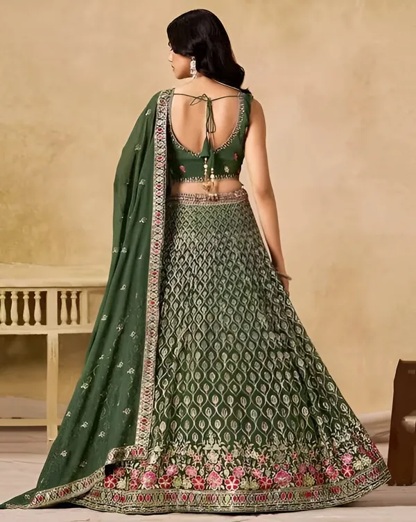 Green_Georgette_Sleeveless_Embroidered_Lehenga_Choli_For_Women