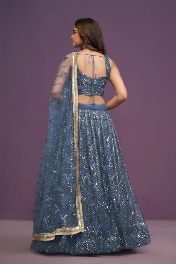 Blue-Grey_Net_Sleeveless_Geometric_Sequin_Lehenga_Choli_Set_For_Women
