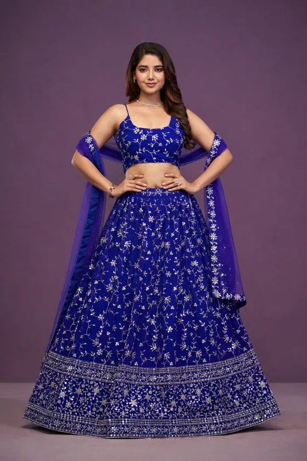 Blue_Georgette_Sleeveless_Floral_Embroidered_Lehenga_Choli_For_Women
