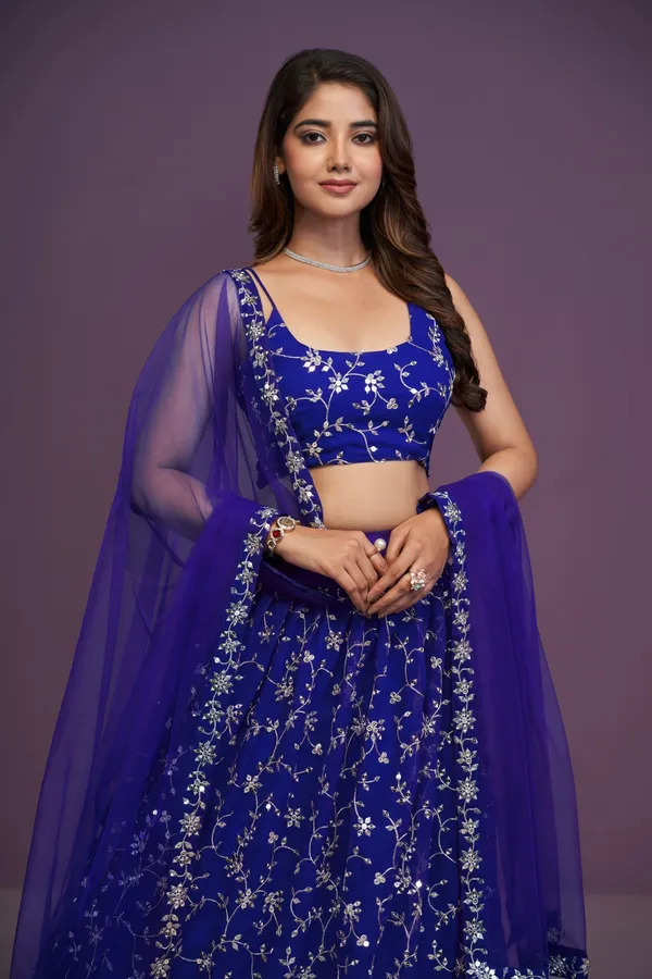 Blue_Georgette_Sleeveless_Floral_Embroidered_Lehenga_Choli_For_Women
