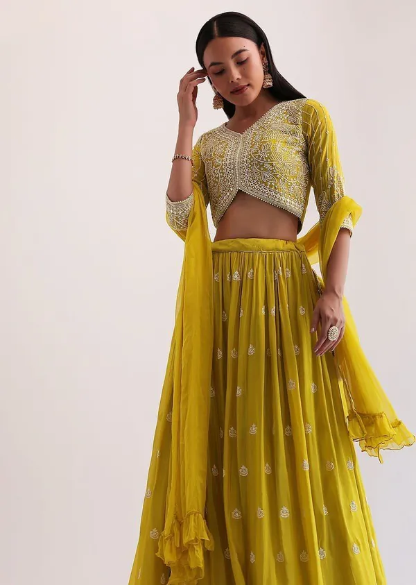 Yellow_Georgette_Long_Sleeve_Embroidered_Flared_Lehenga_Choli_For_Women