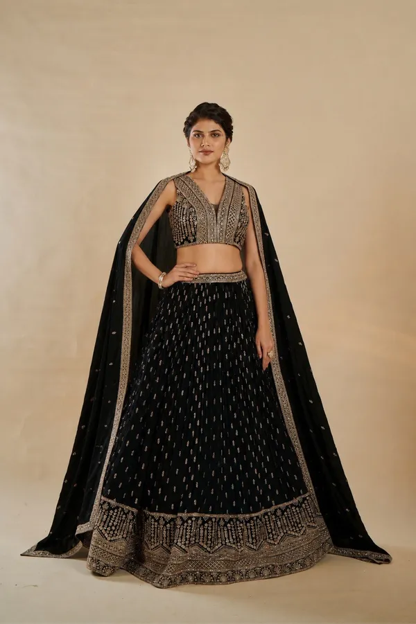 Black_Georgette_Sleeveless_Embroidered_Lehenga_Choli_For_Women