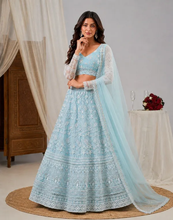 Light_Blue_Net_Flared_Floral_Embroidered_Lehenga_Choli_For_Women