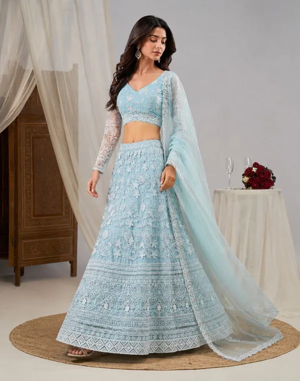 Light_Blue_Net_Flared_Floral_Embroidered_Lehenga_Choli_For_Women