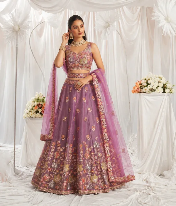 Purple_Fandy_Sleeveless_Embroidered_Lehenga_Choli_Set_For_Women