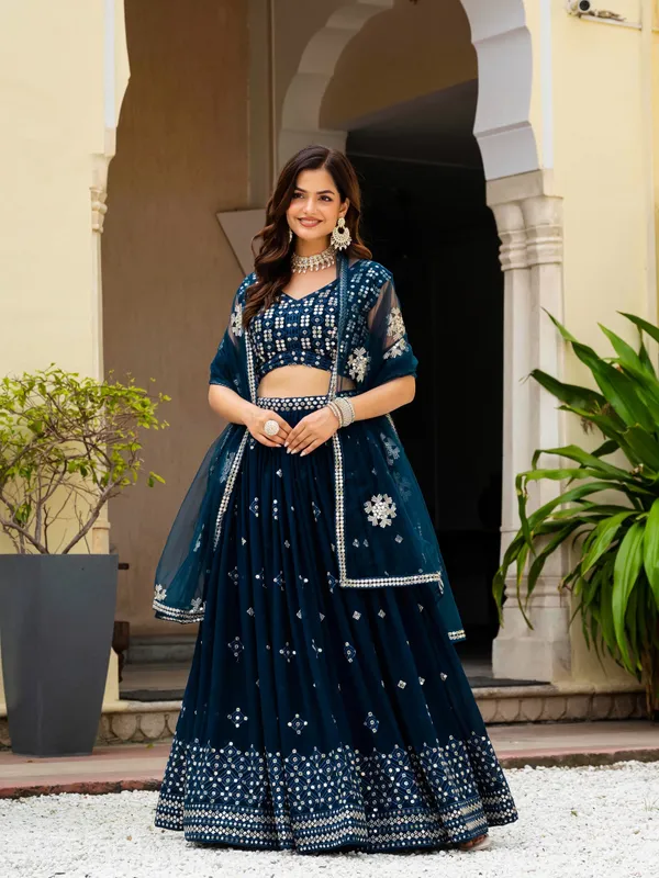 Navy_Blue_Georgette_Sleeveless_Embellished_Lehenga_Choli_For_Women