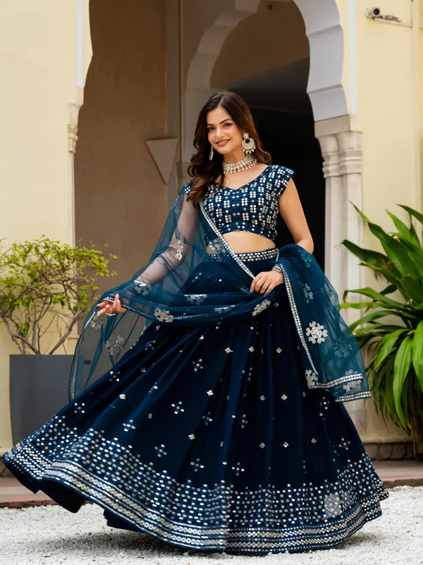 Navy_Blue_Georgette_Sleeveless_Embellished_Lehenga_Choli_For_Women