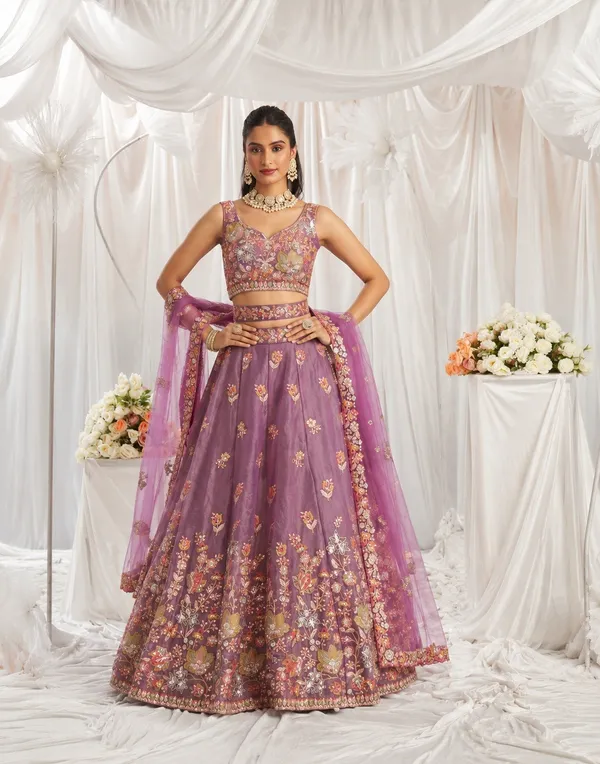 Purple_Fandy_Sleeveless_Embroidered_Lehenga_Choli_Set_For_Women
