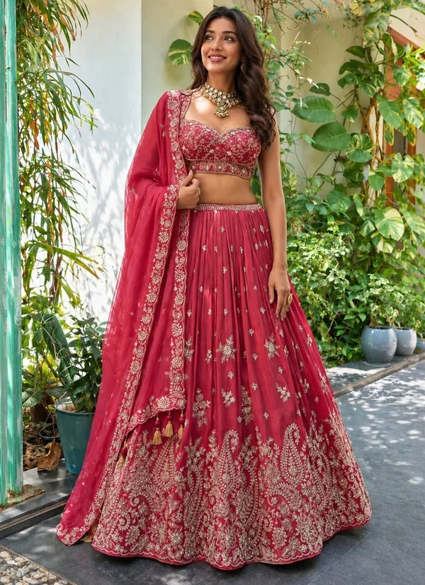 Maroon_Chinon_Sleeveless_Embroidered_Lehenga_Choli_For_Women