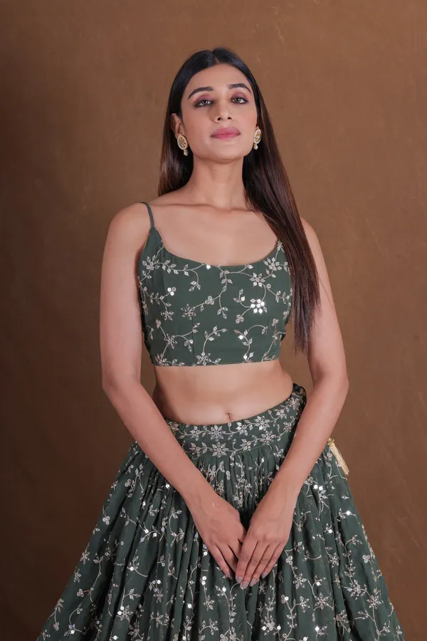 Green_Georgette_Floral_Embroidered_Lehenga_Choli_Set_For_Women
