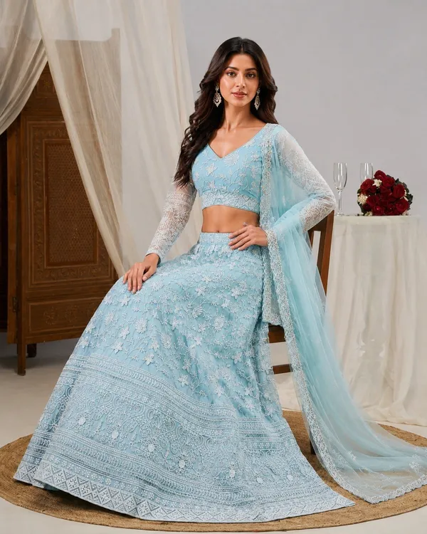 Light_Blue_Net_Flared_Floral_Embroidered_Lehenga_Choli_For_Women