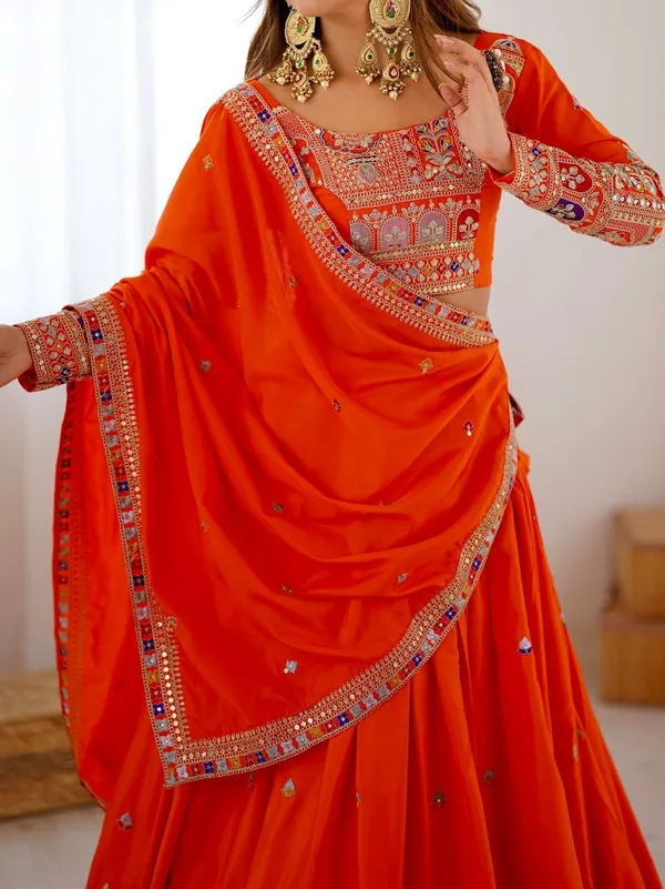 Orange_Crepe_Embroidered_Lehenga_Choli_For_Women