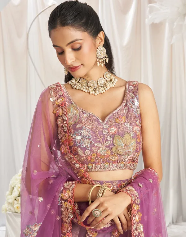 Purple_Fandy_Sleeveless_Embroidered_Lehenga_Choli_Set_For_Women