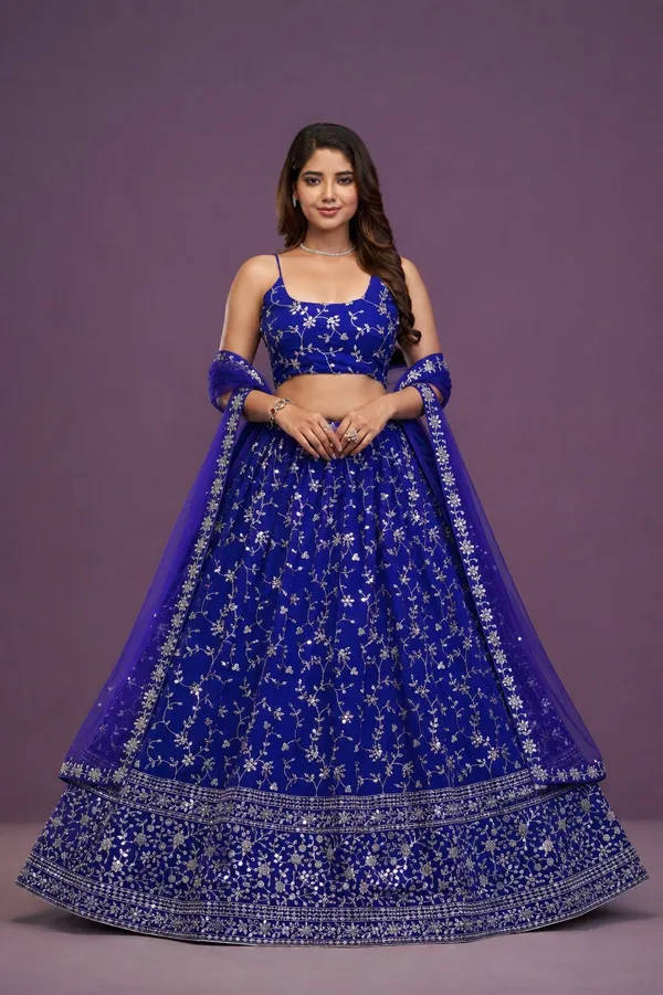 Blue_Georgette_Sleeveless_Floral_Embroidered_Lehenga_Choli_For_Women