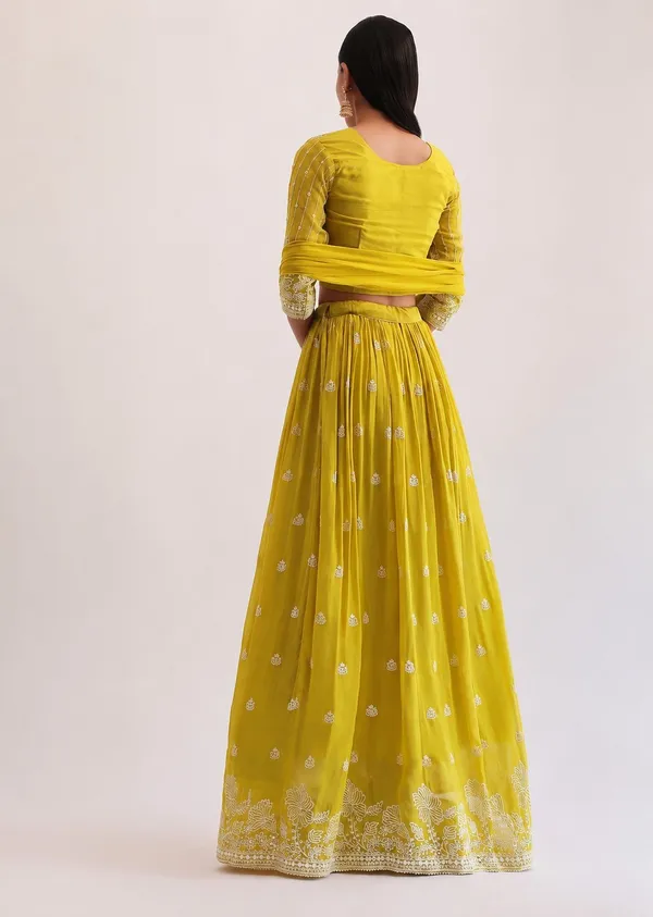 Yellow_Georgette_Long_Sleeve_Embroidered_Flared_Lehenga_Choli_For_Women