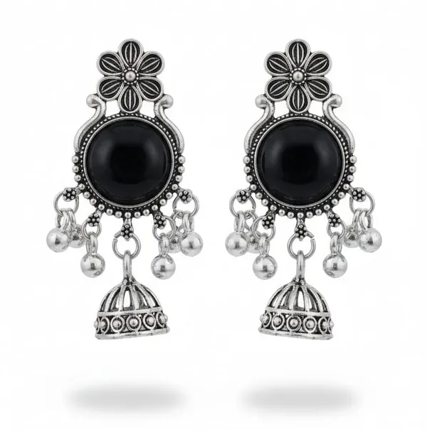 Oxidized_Silver_Plated_Black_Stone_Jhumka_Earrings_For_Women