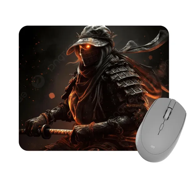 Dark_Ninja_Samurai_Glowing_Eyes_Printed_Mouse_Pad_Non-Slip_Rubber_Base