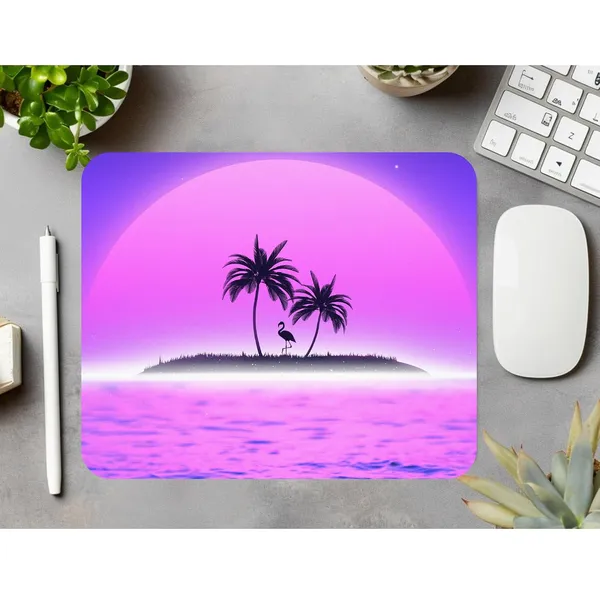 Pink_Purple_Retrowave_Sunset_Printed_Mouse_Pad_Anti-Skid_Rubber_Base