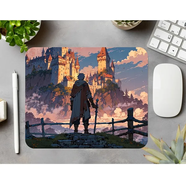 Fantasy_Castle_Warrior_Printed_Non-Slip_Mouse_Pad