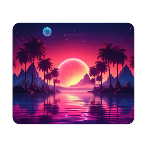 Colormint_Neon_Sun_Palm_Tree_Synthwave_Printed_Mouse_Pad_Non-Slip_Rubber_Base