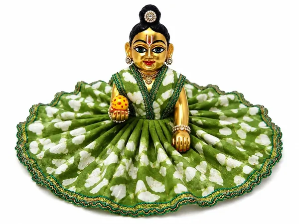 Green_White_Bandhej_Print_Laddu_Gopal_Ghagra_Poshak_Golden_Lace_Border