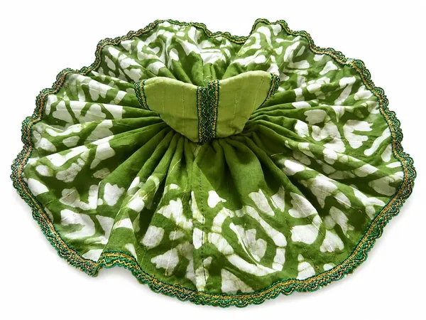 Green_White_Bandhej_Print_Laddu_Gopal_Ghagra_Poshak_Golden_Lace_Border