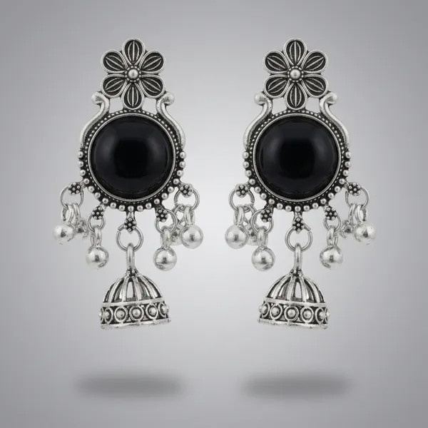 Oxidized_Silver_Plated_Black_Stone_Jhumka_Earrings_For_Women