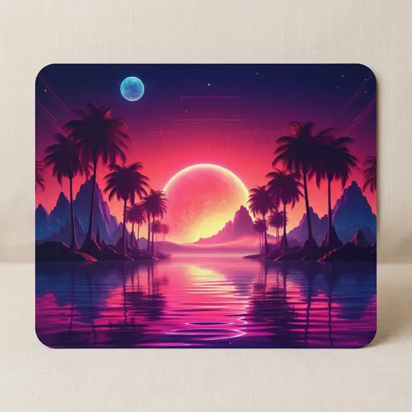 Colormint_Neon_Synthwave_Sun_Palm_Tree_Printed_Non-Slip_Mouse_Pad
