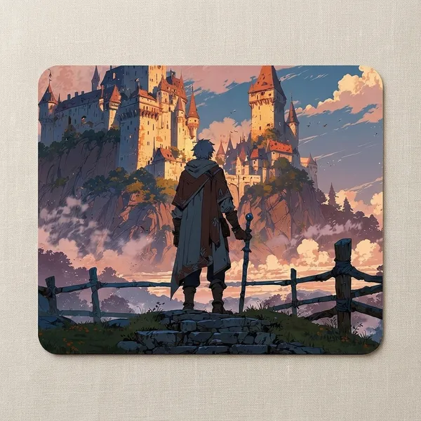 Fantasy_Castle_Warrior_Printed_Non-Slip_Mouse_Pad